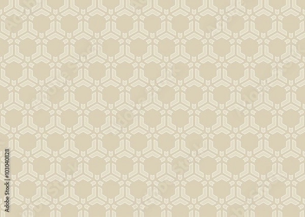 Fototapeta Grid  pattern. Hexagonal cell texture. Honeycomb on beige background