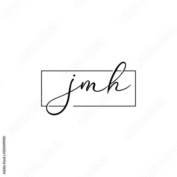 Obraz letter script jmh square line logo black