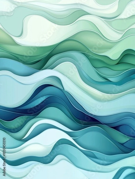 Fototapeta Tranquil Waves of Soft Pastel Shades in Abstract Digital Landscape