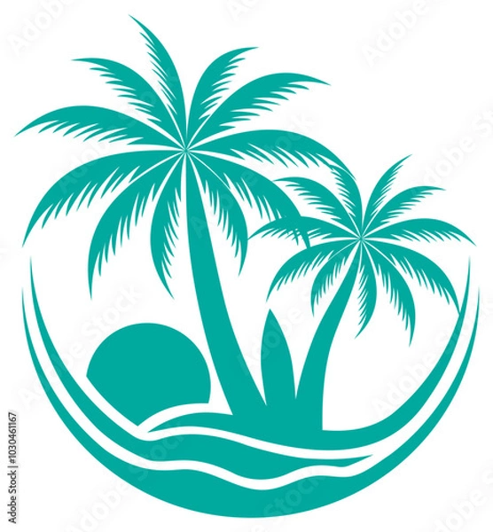 Fototapeta palm tree tropical locotype for your business vvector illustration isolated onwhite background