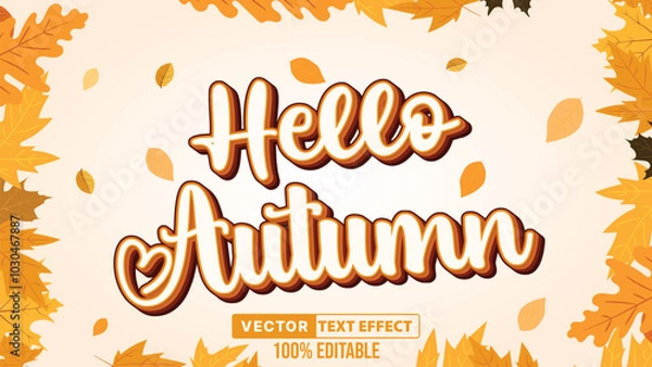 Obraz Hello Autumn Editable Text Effect with autumn theme