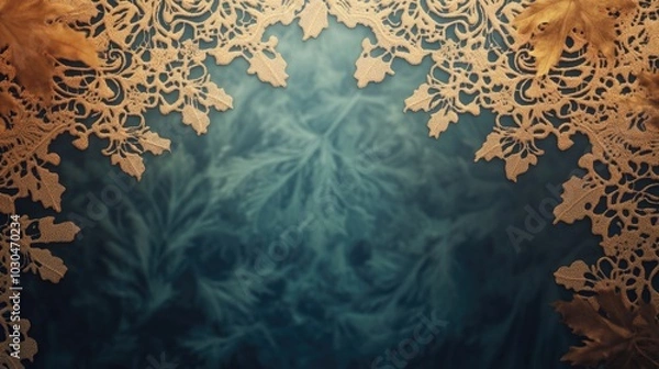 Fototapeta An elegant lace-like border made of intricate patterns inspired by Thanksgiving motifs
