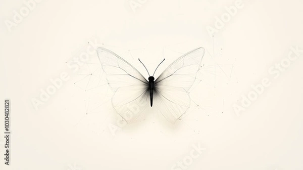 Fototapeta A delicate butterfly silhouette with intricate wings on a soft background, symbolizing transformation and beauty.
