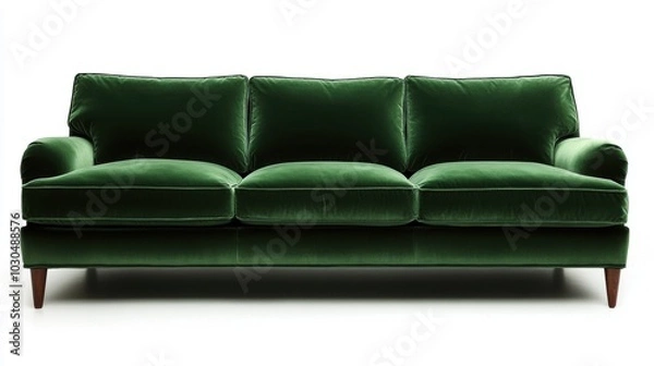 Fototapeta Plush velvet sofa in deep emerald green