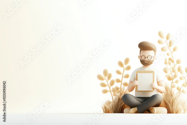 Fototapeta HR professional conducting recruitment interviews, employee relations dashboard, 3D illustration