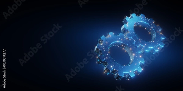 Obraz Digital gears representing network and teamwork concept