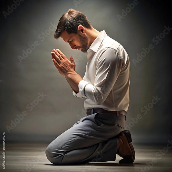 Obraz man on his knees praying