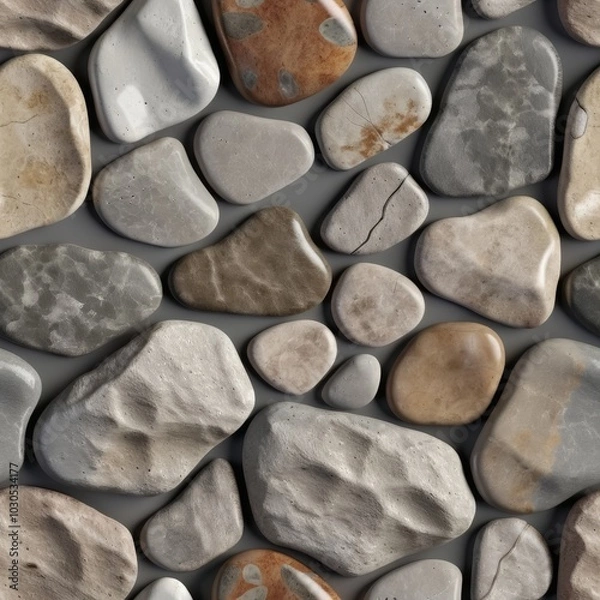 Obraz Seamless river stone pattern, ideal for backgrounds and digital art