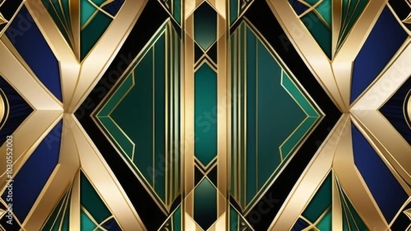 Obraz A beautiful gold and green geometric pattern, colorful, vibrant decoration.