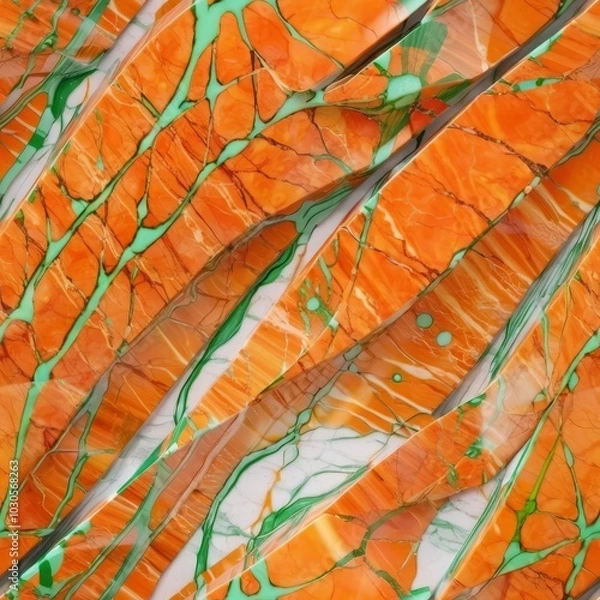 Obraz Seamless Orange Marble Pattern. Orange And White Marble Design.