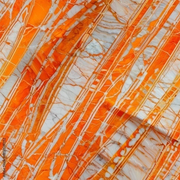 Obraz Seamless Orange Marble Pattern. Orange And White Marble Design.