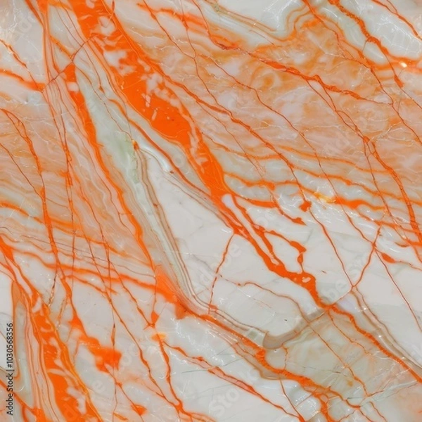 Obraz Seamless Orange Marble Pattern. Orange And White Marble Design.