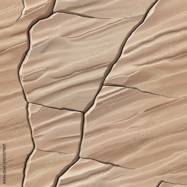 Obraz Seamless natural sand stone texture with deep cracks and layers.