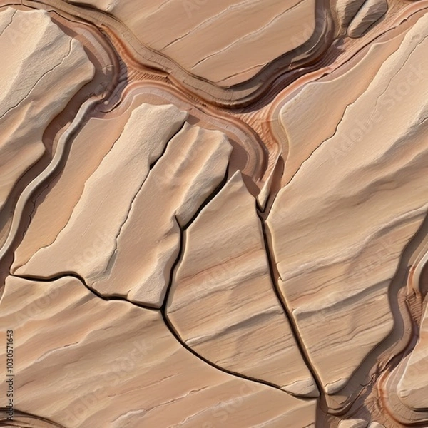 Obraz Seamless natural sand stone texture with deep cracks and layers.