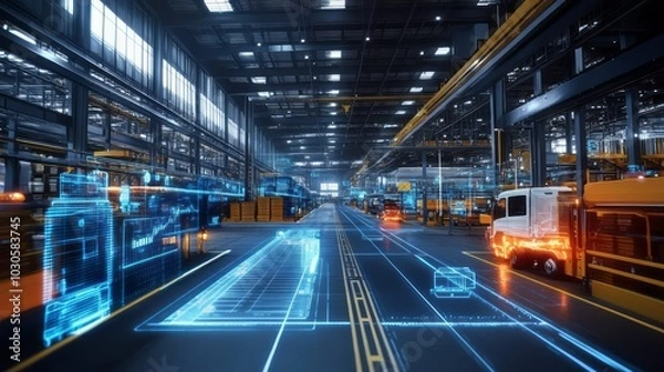 Fototapeta AR Visualization of Smart Logistics Operations