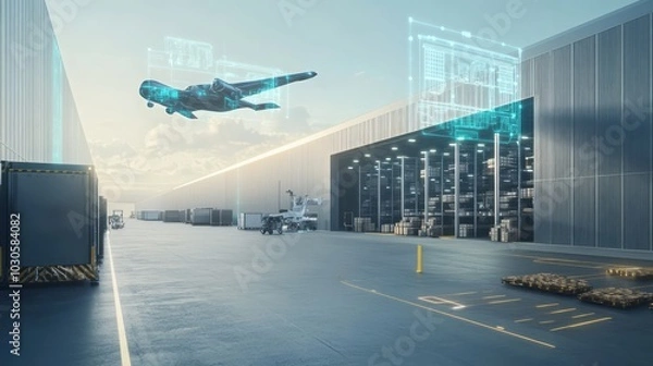 Fototapeta AR Visualization of Smart Logistics Operations