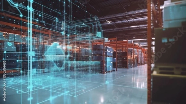 Fototapeta AR Visualization of Smart Logistics Operations