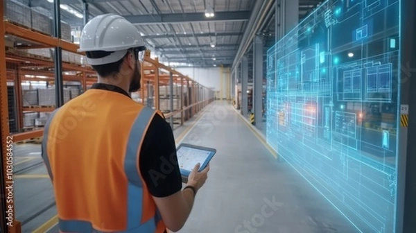 Fototapeta AR Visualization of Smart Logistics Operations