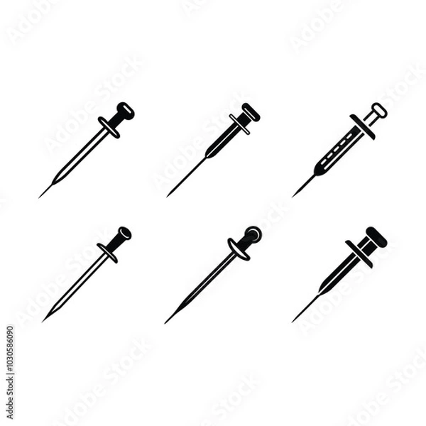 Fototapeta Needle vector on white background, Instant Digital Download. Illustration for prints on t-shirt and bags, posters	  