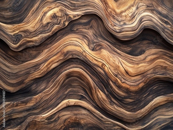 Fototapeta Wooden texture with flowing pattern.
