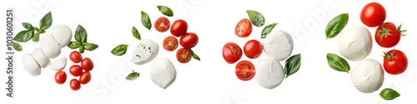 Fototapeta An isolated top view of mozzarella cheese on a transparent background