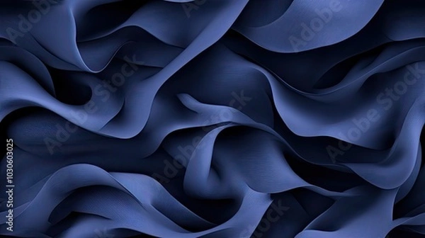Fototapeta Dark blue mist swirls rhythmically against a backdrop of deep shadows, evoking a sense of mystery as the waves dance in an ethereal ocean ambiance SEAMLESS PATTERN