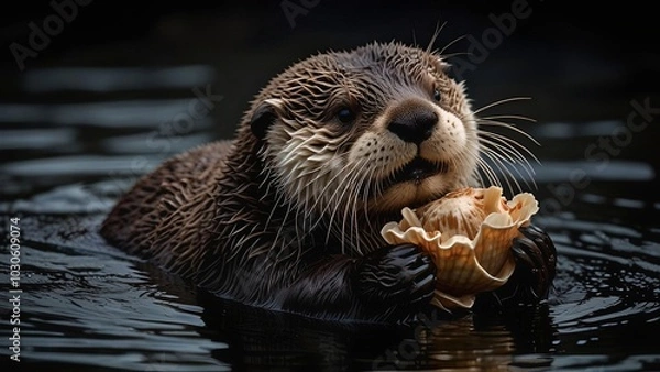 Obraz Otter Enjoying a Clam