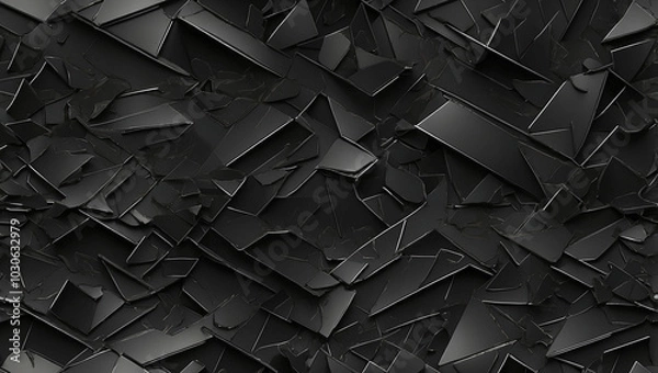 Fototapeta Shapes of Black Metallic Metal in an Abstract Form