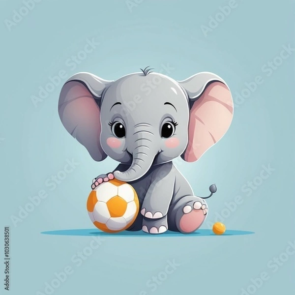 Fototapeta ai generative cartoon elephant playing ball