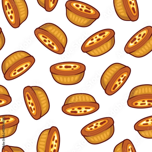 Obraz Portuguese Dessert Pastel de Nata Seamless Pattern. Vector