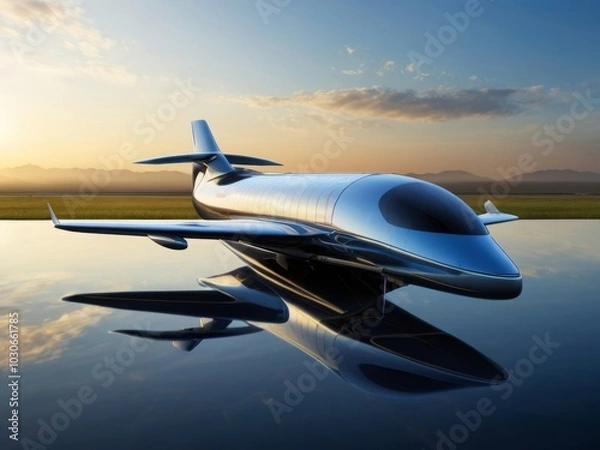 Fototapeta plane of the future on the launch pad