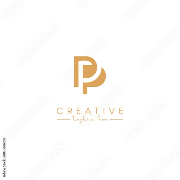 Obraz Alphabet P PP Letter Artistic Logo Design. Initial Based Vector Template.