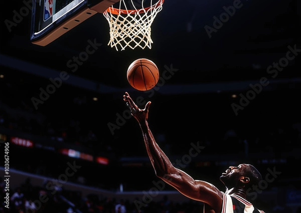 Fototapeta Basketball Player Charging to the Rim for a Fast Layup