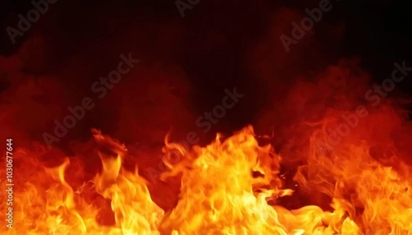 Fototapeta Dynamic Swirling Flames and Intense Fiery Inferno Capturing the Raw Power of Heat and Destruction, Perfect for Illustrating Fire Themed Concepts, Energy, Hazardous Environments, and Natural Disasters