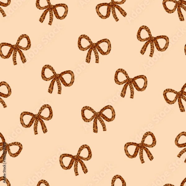 Obraz Beige Coquette Leopard Print Bows Pattern