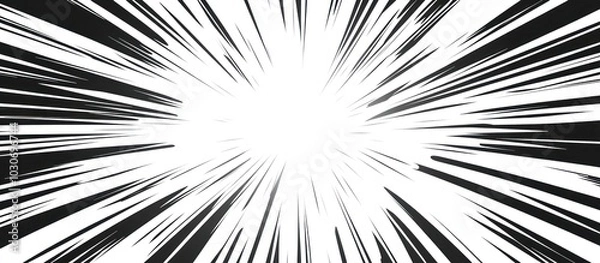 Fototapeta Black and white radial lines radiating from a bright white center, creating a starburst effect.