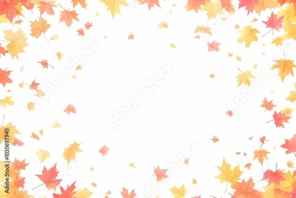 Fototapeta Vibrant Fallen Leaves in Rustic Watercolor Style