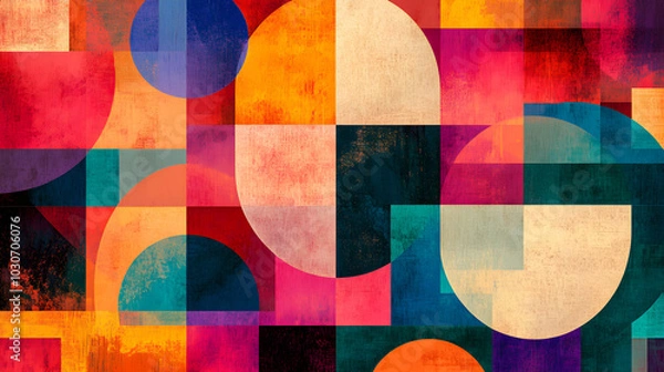 Fototapeta Colorful geometric background with lots of scratches.