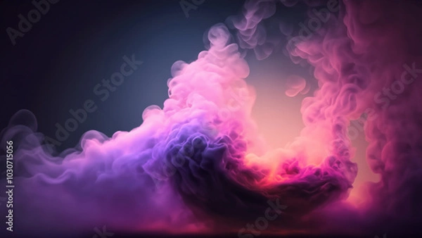 Fototapeta Soft Pink and Purple Smoke Clouds with Warm Glowing Light