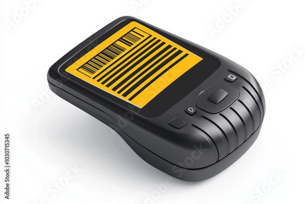 Fototapeta A barcode scanner scanning a product with a sale tag, isolated on a white background, symbolizing checkout on Black Friday
