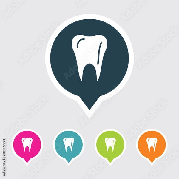 Fototapeta Very Useful Editable Tooth Icon on Different Colored Pointer Shape. Eps-10.