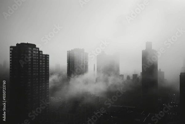 Obraz City landscape city architecture monochrome.
