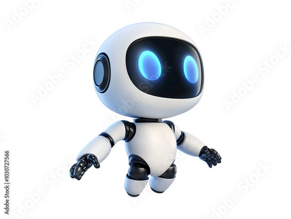 Fototapeta Futuristic robot isolated on transparent or white background, png