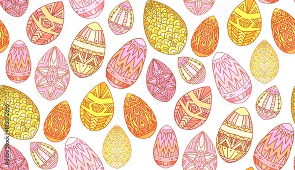 Fototapeta Seamless texture with doodle easter eggs