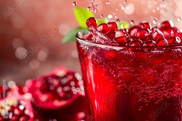 Fototapeta Pomegranate Juice Splashing in Motion