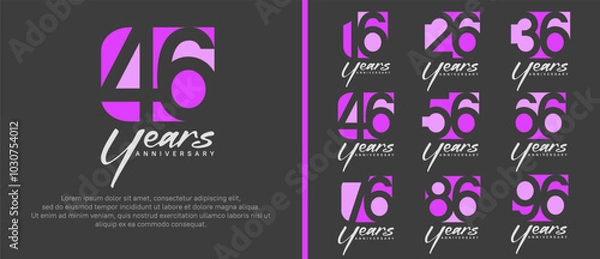 Fototapeta anniversary logo set. vector design pink and purple color can be use for celebration moment
