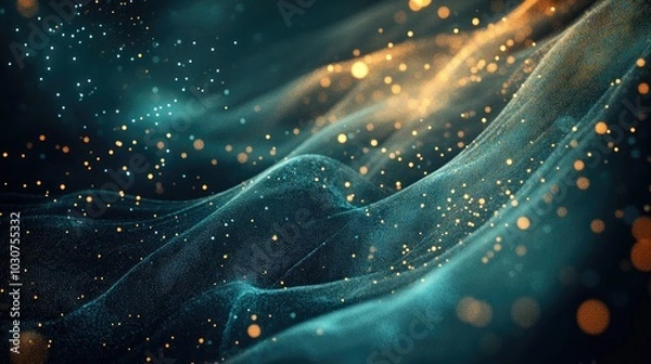 Fototapeta Abstract glowing particles and digital data streams representing the future of technological systems and processes