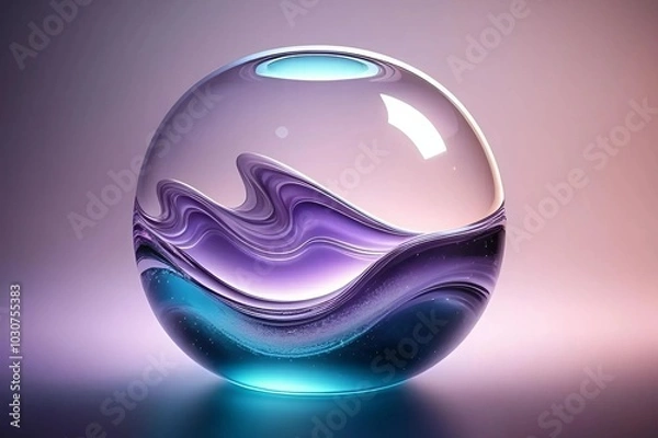 Fototapeta A glass vase featuring elegant purple and blue wave patterns, showcasing a blend of colors and artistic design.