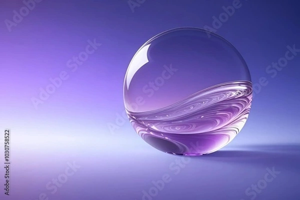 Fototapeta A decorative glass sphere adorned with flowing purple waves, creating a mesmerizing visual effect.