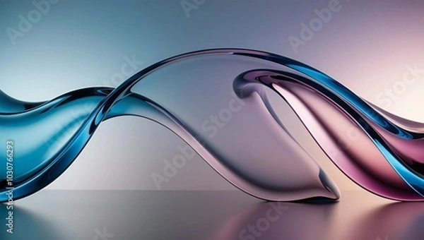 Fototapeta A stunning glass sculpture featuring a fluid wave shape, showcasing intricate craftsmanship and elegant design.